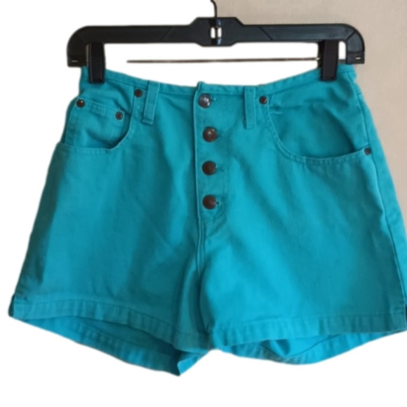 Bright blue button up Y2K shorts by No boundaries. Vintage size 9/10. - Picture 1 of 14